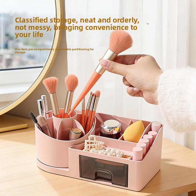 Makeup Brush Storage Box - High-end, Rotatable with Drawers, Multi-functional Storage Box for Organizing Miscellaneous Items