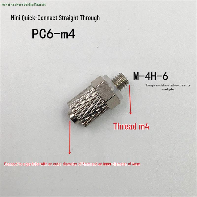 SMC Miniature Connector: Copper Thread, Straight-Through, 4/6-M5 Quick Connect Elbow, Pagoda Mini 4-M3 Air Connector.
