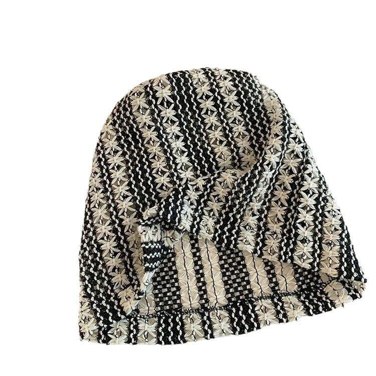 Summer Cold Hat Light and Breathable Head Hat for Women Spring and Summer Trend Hollow Design Hand Hook Big Head Circumference Pile Hat