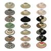 Women Straw Hat Plaid Print Summer Foldable Hat Wide Brim UV Protection Lightweight Breathable Beach Sun Hat
