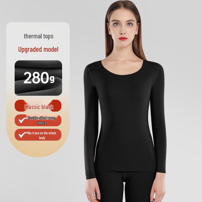 Velvet Women's Seamless Thermal Fleece-Lined Underwear Set for Autumn Winter