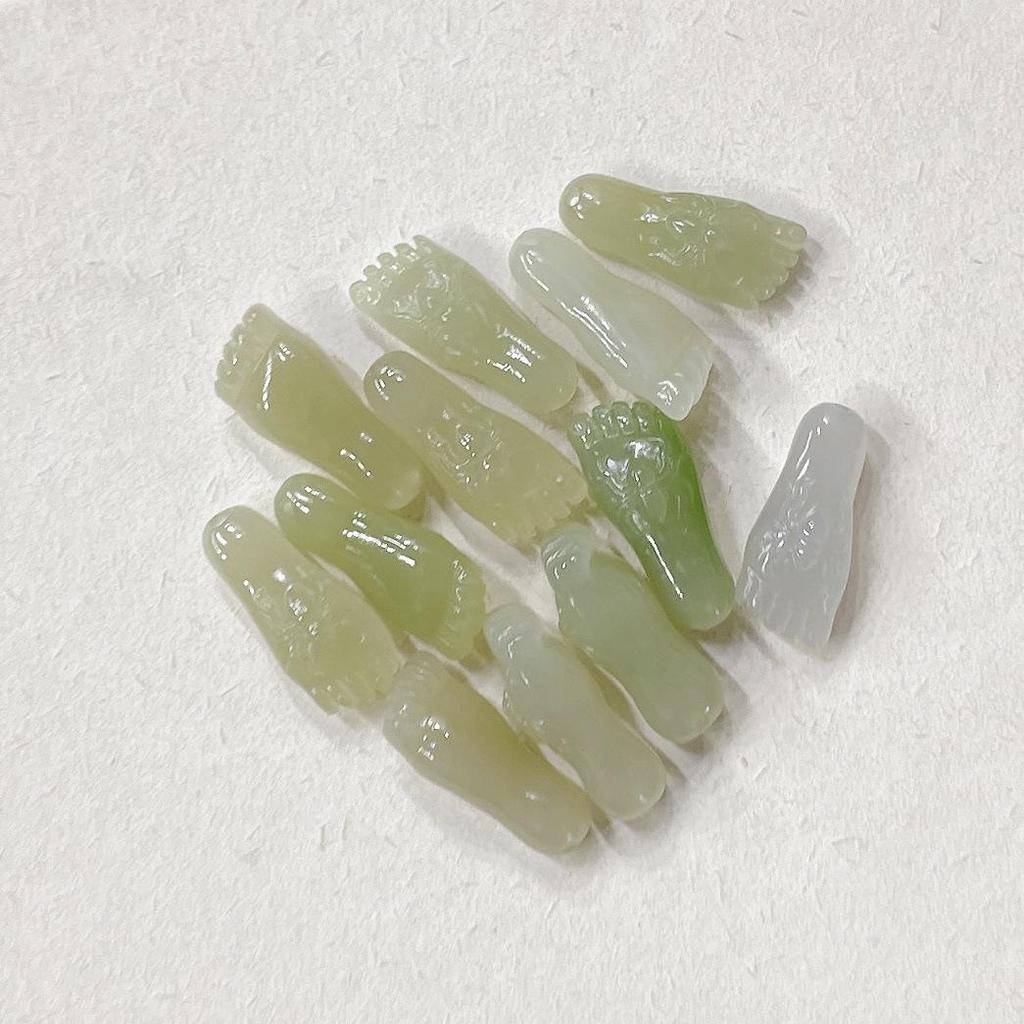 Natural Hetian Jade Four Seasons Beads & Bat Wushi Pai Lotus Seed Prayer Bracelet Pendant DIY Accessory