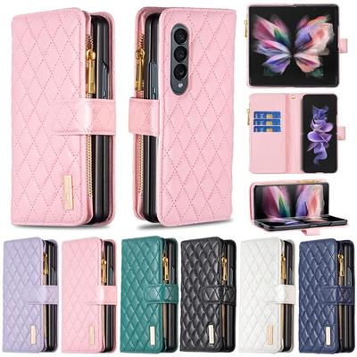 Wallet Small Fragrance Flip Zipper Leather Case For Samsung Galaxy Z Fold5 Z Fold4 Z Fold3 5G Magnetic Flip Cover