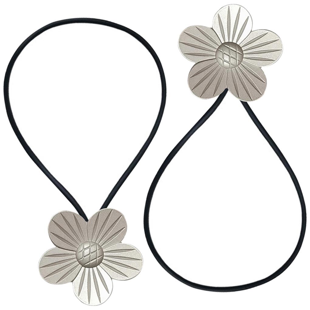 

2Pcs Curtain Tiebacks Window Rope Holder Hook Buckle Metal Flower Drapery серебряный