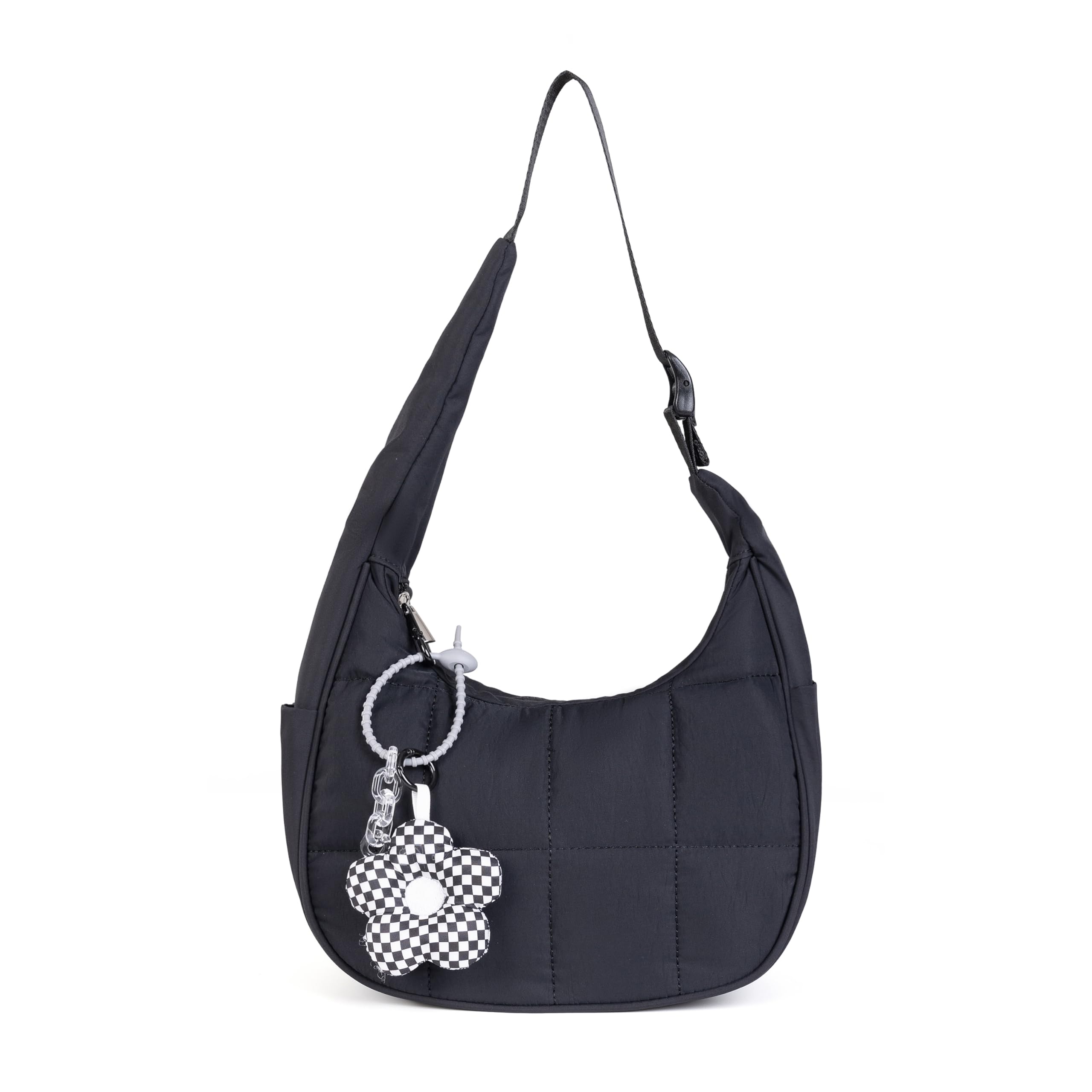 

Boshiho Women s Quilted Nylon Shoulder Bag, Ultra-Lightweight, Waterproof, Multi-Function Pockets, Mini Design with Cute Charm, Adjustable Shoulder