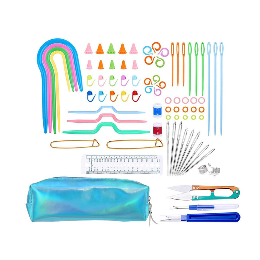 Plastic Crochet Hook Kits Knit Yarn Weave Knitting Needle Clip Marker Tool Set with Storage Bag DIY Sewing for Adults