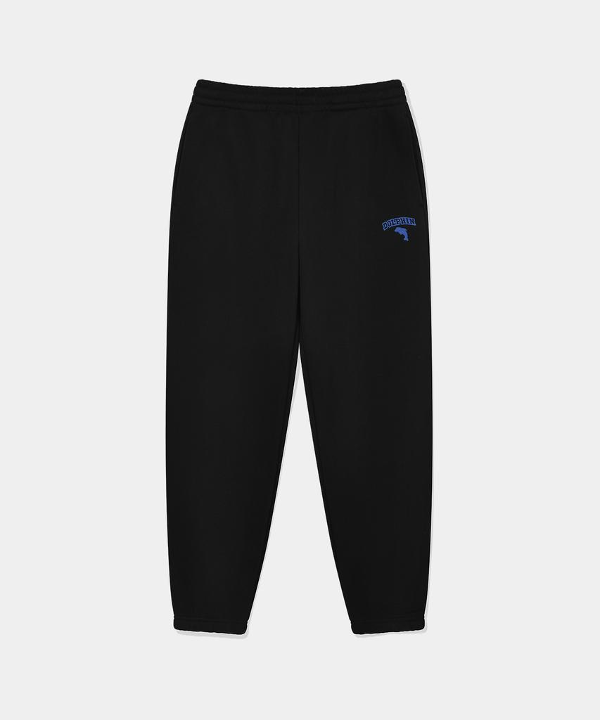 [Set] Dolphin Chain Embroidery Fleece Hoodie & Jogger Pants Black