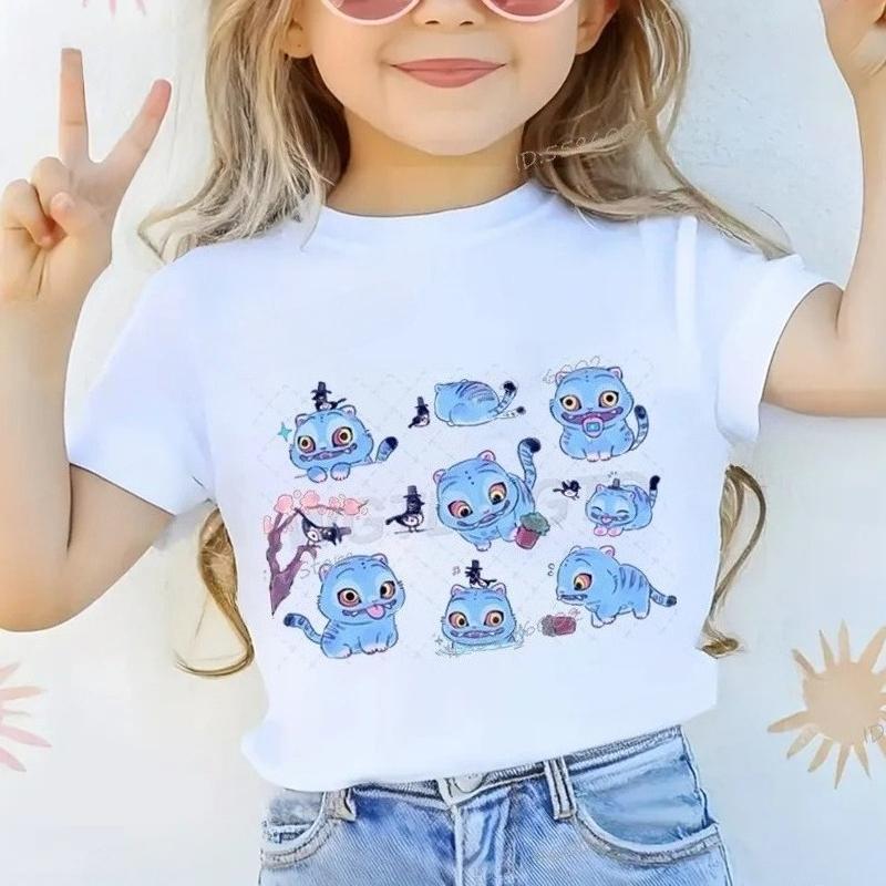 

Derpy Tiger Kpop Demon Hunters Shirt for Children Girl Boy Cute Tiger Kawaii T-shirt Summer Toddler Girl Clothes 140 белый