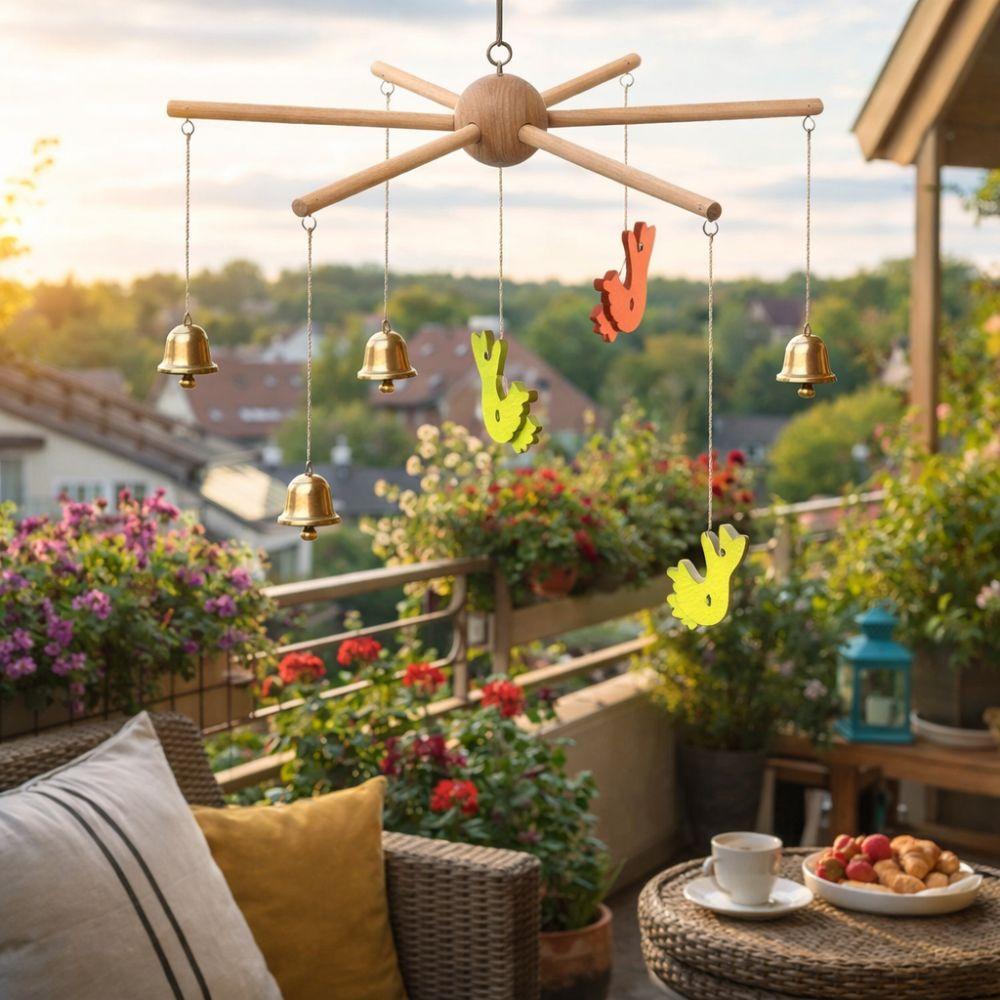 Smooth Wooden Mobile Frame Vintage Style DIY Wind Chime Kit Wind Chime Frame  Balcony Decoration