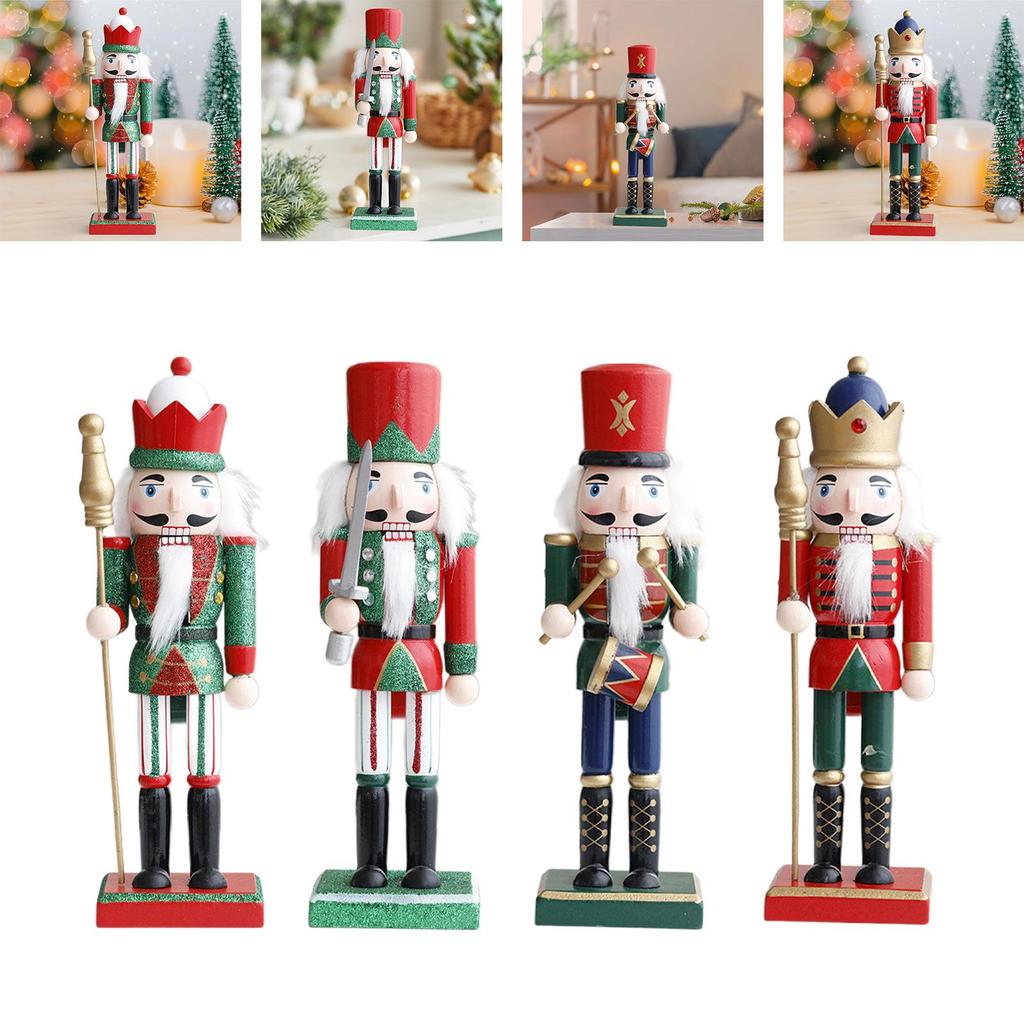 Nutcracker Figurine Christmas Decoration Standing Wooden Nutcracker Desktop