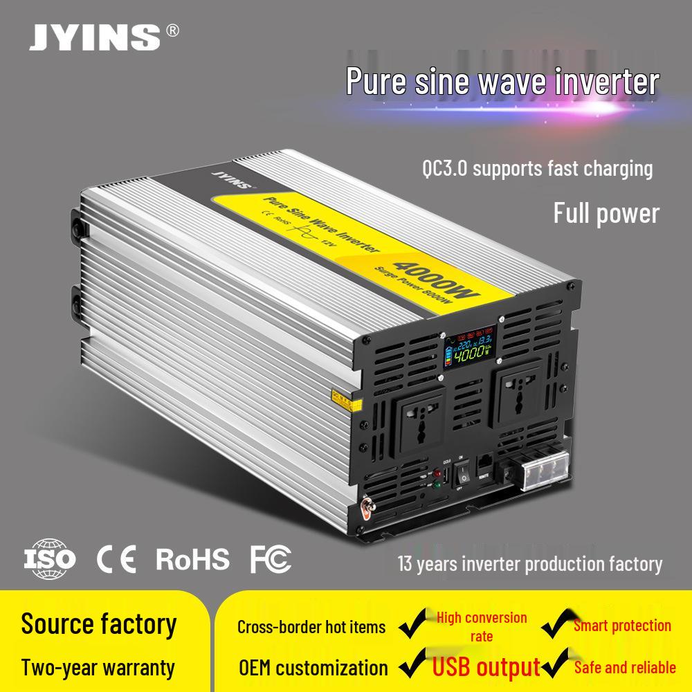 4000W Pure Sine Wave Inverter, 24V To 220V for Solar, Car, or Home Use