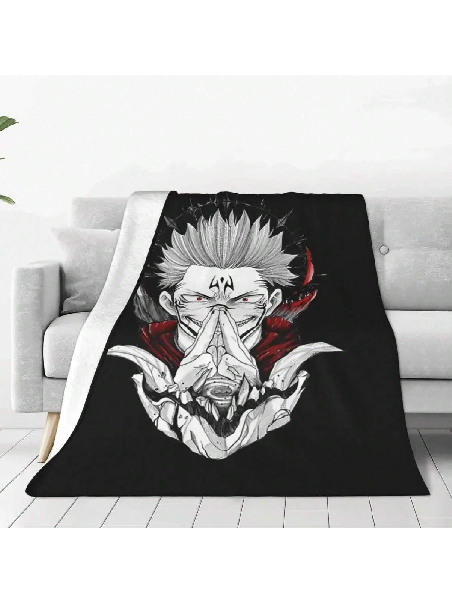 Sukuna Blanket Anime Manga Flannel Warm Throw Blankets For Coverlet Winter 75X95CM серый
