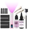 UV Haarverlängerungs Werkzeug Set Schnellhärtende UV Lampe Anti-UV Schutz 30g UV Kleber 30ml Entferner für UV Haarverlängerungen