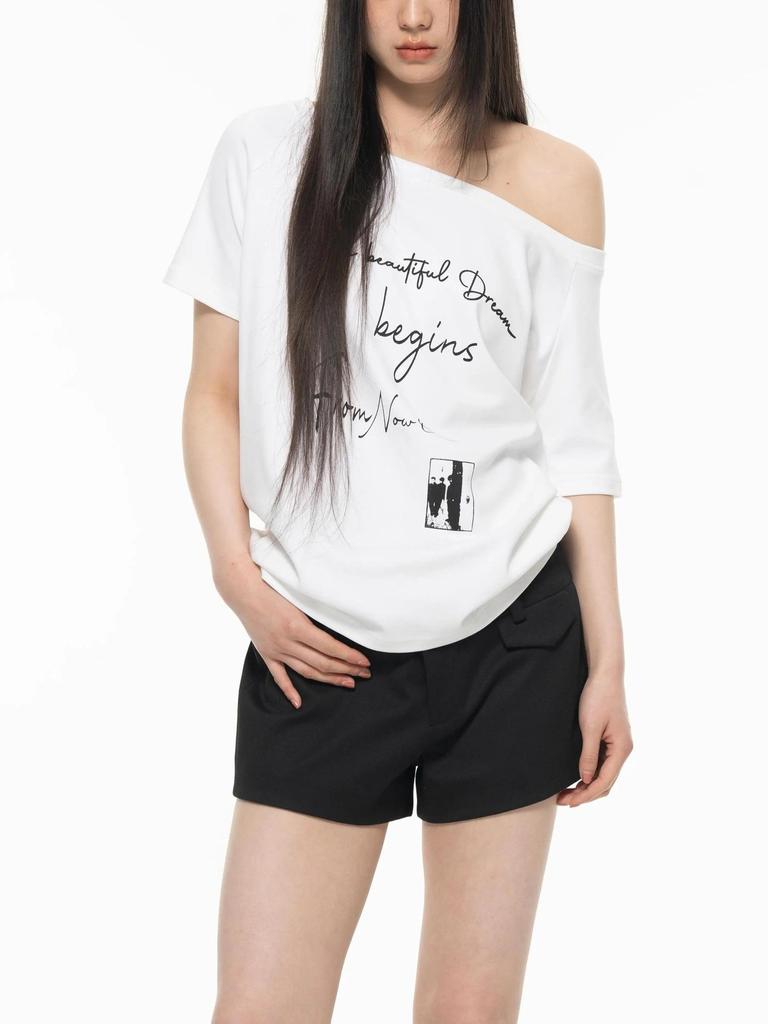 Women's 2025 Off-Shoulder Lazy Style Short-Sleeve Summer Top