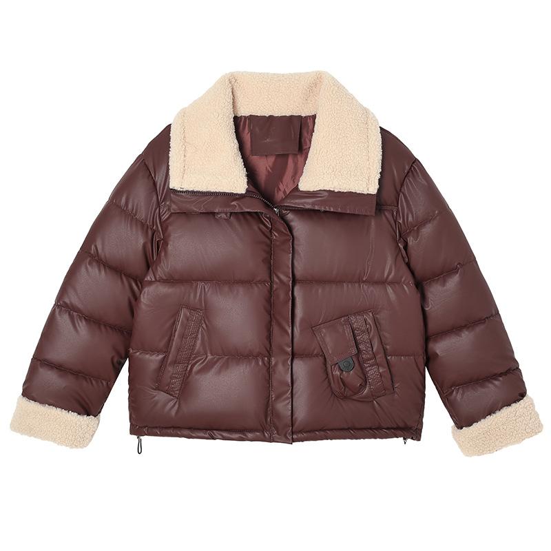 Women’s Short Lamb Wool Lapel  Winter Jacket