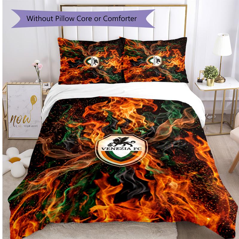 Venezia FC Football Printed 3 Pieces Bedding Set, Comfortable Skin Friendly Bedroom Duvet Cover Set