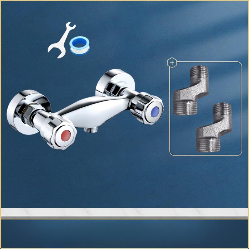 Bathroom Double Shower Faucet Bathtub Faucet Hot and Cold Double Handle Double Control Wall Mounted Water Mixing Valve