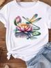 (Asian Size) Love Heart Butterfly Trend Women Tee Top Clothing Casual T Shirt Fashion Printed Lady Female Graphic  Short Sleeve T-shirts