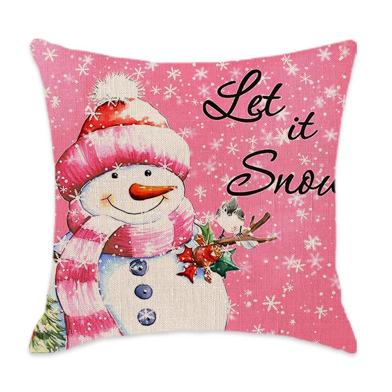 New Pink Christmas Pillow Cover Home Bedroom Sofa Lumbar Cushion Santa Claus Letter Pillow Cover