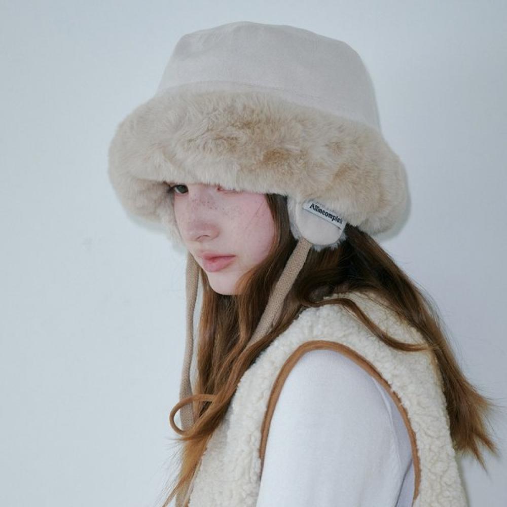 Allincomplete Suede Fur Earflap Bucket Hat