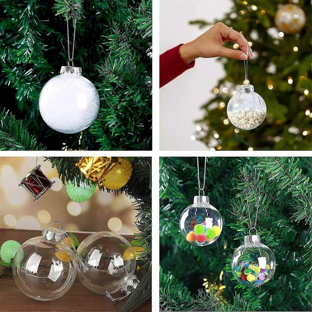 15 Pcs DIY Clear Fillable Balls Ornament, 2.36Inch Transparent Ornaments Shatterproof Christmas Balls for Christmas Wedding Birthday DIY Crafts