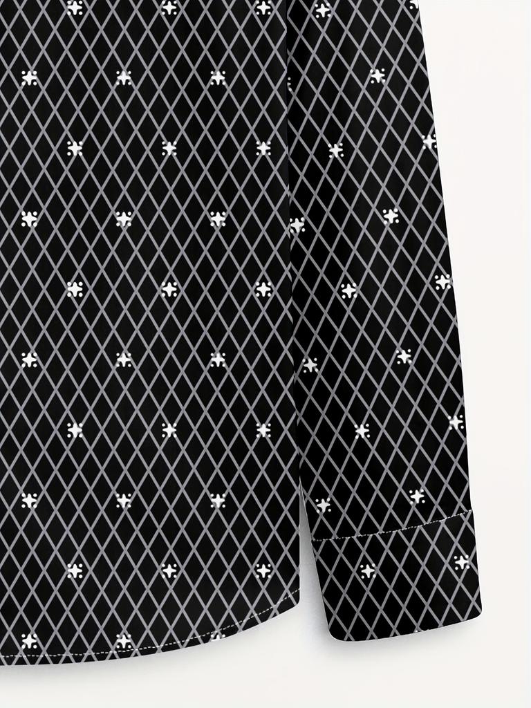 New Men'S Fashion Print Shirt with a Easy Pattern, Stylish Casual Long-Sleeve Button-Up Shirt Suitable