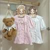 Japanische Kawaii Lolita Hemden Damen Süße Rüschen Puff Kurzarm Schlanke Blusen Weiblich Y2K Spitze Schleife Niedliche Oberteile Blusas Mujer