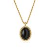 Vintage Black Agate Natural White Fritillary Earrings Necklace Femininity Clavicle Chain Silver Needle Earrings