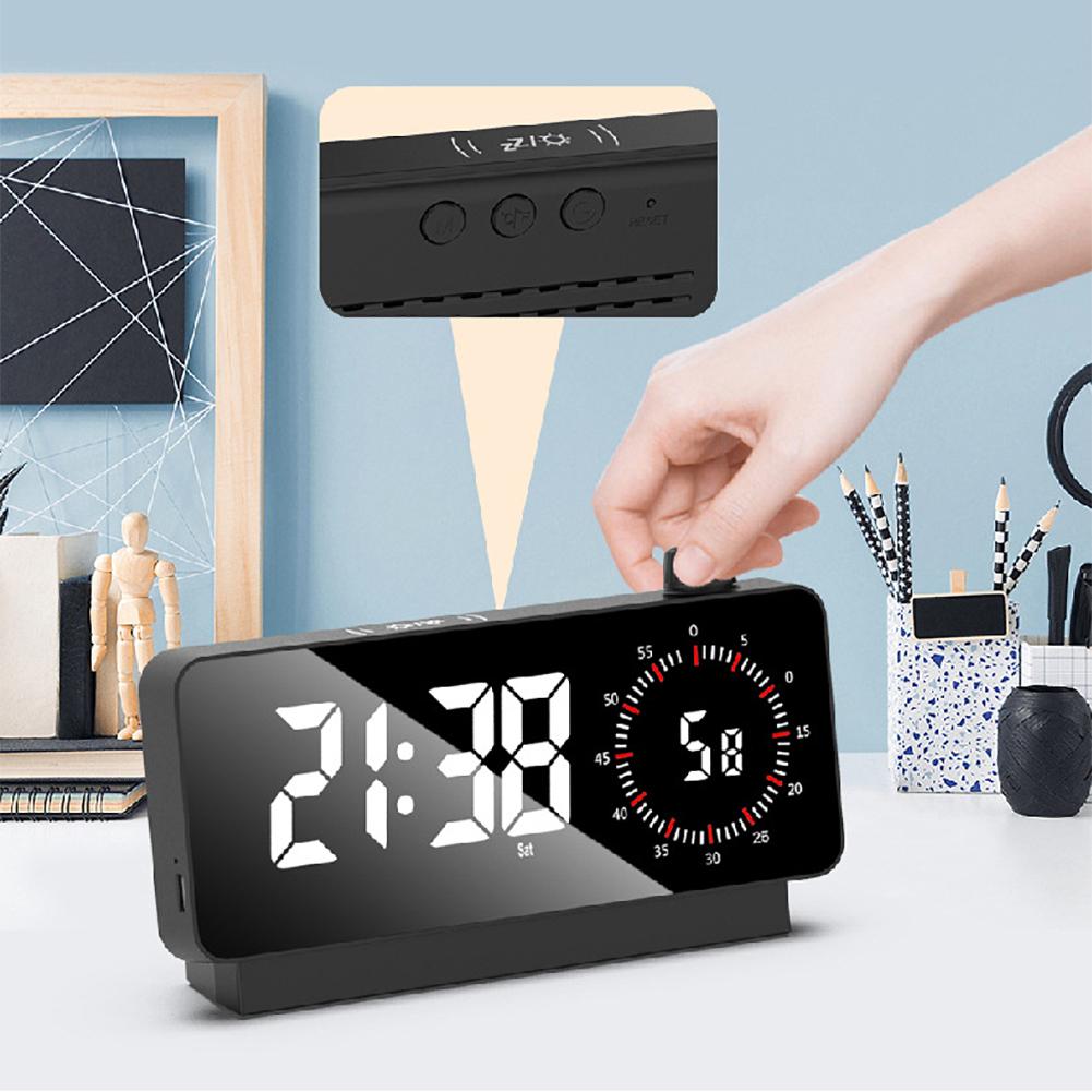 1PC 6.3"LED Digital Alarm Clock Rechargeable Battery Operated Countdown Desk Clock With Timer Temperature Date Display For Study
