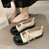 2025 Spring and Autumn Single Shoes Women's Flat-soled Small Fragrant Mary Jane Small Leather Shoes French Thick-soled Soft-soled Shallow Mouth W