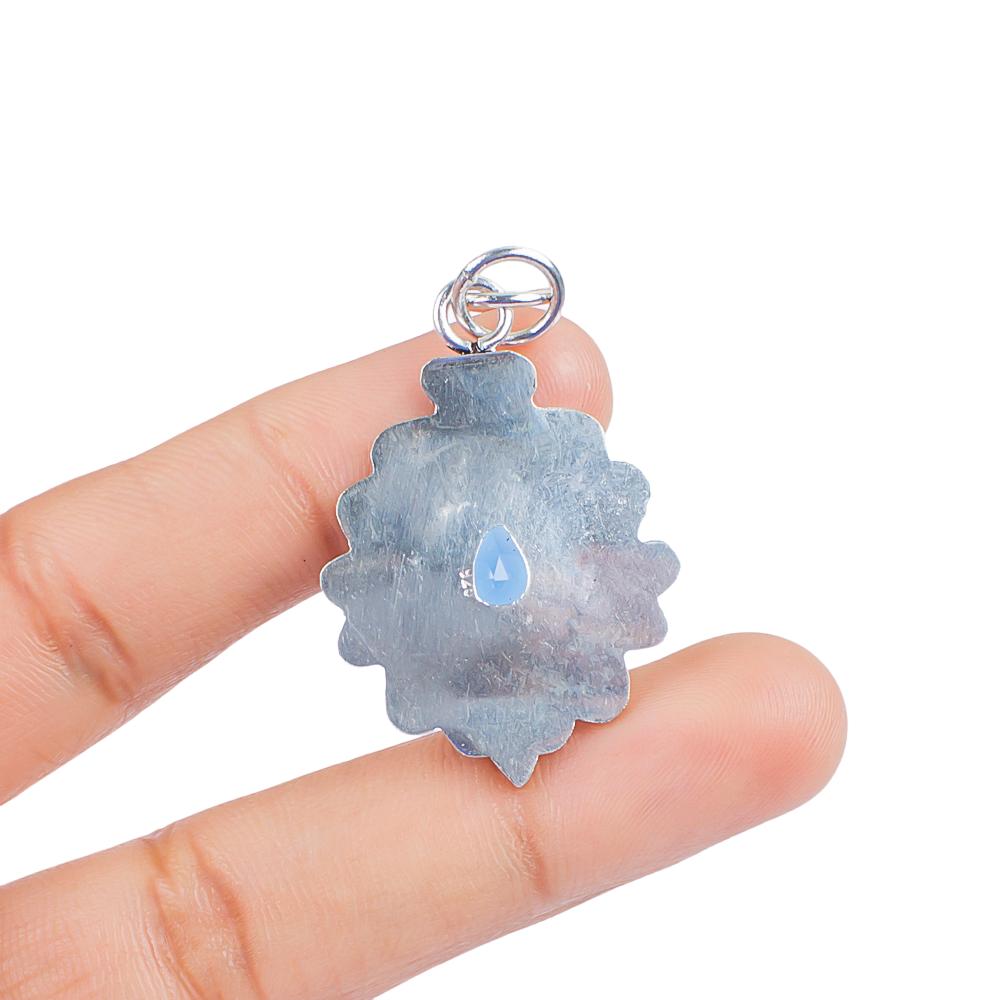 London Blue Topaz Gemstone 925 Sterling Silver Handcrafted Pendant 1.55" Necklace For Birthday Gift PP-25-3