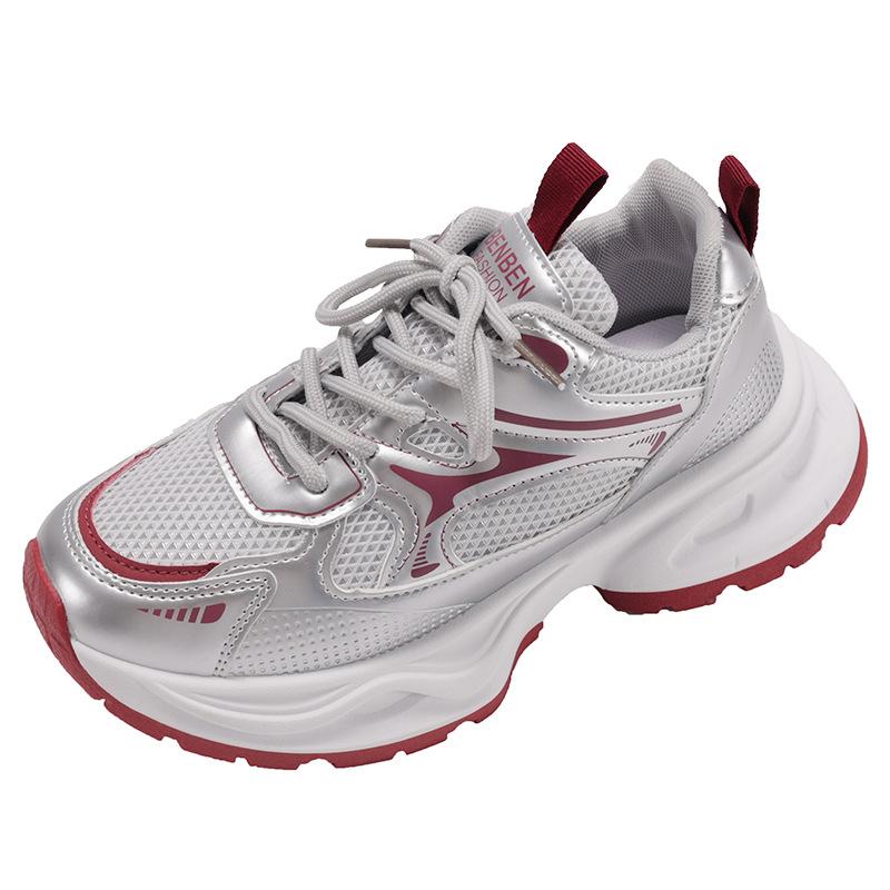 Queen Fan American Retro Silver Platform Dad Shoes Women's 2025 New Summer Thin Height-increasing Casual Sports Shoes