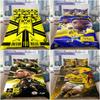 Borussia Dortmund Bettwäsche Set 3tlg, BVB Logo Zweifarbig Bettbezug Set, Schwarz Gelb Fußball Bettwäsche Fan Schlafzimmer Dekoration