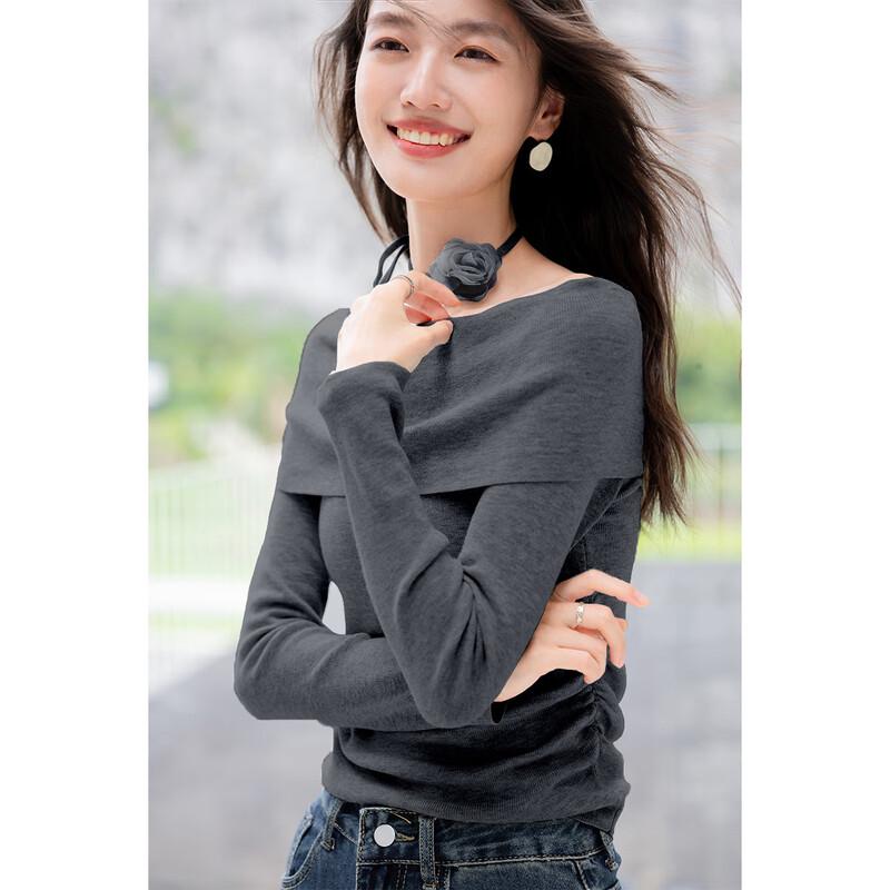 Mocana Women's Floral Halter One-Shoulder Long Sleeve Knit Top