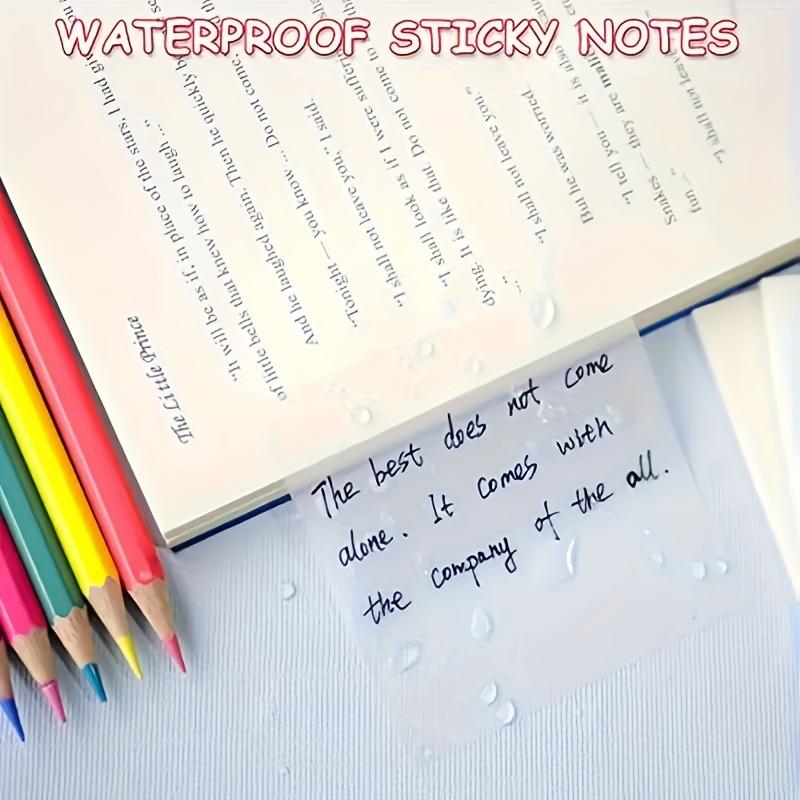 200/300Sheets Clear Sticky Notes Waterproof Self-Adhesive Translucent Sticky Notes pad for Books Annotation and Tracing post it