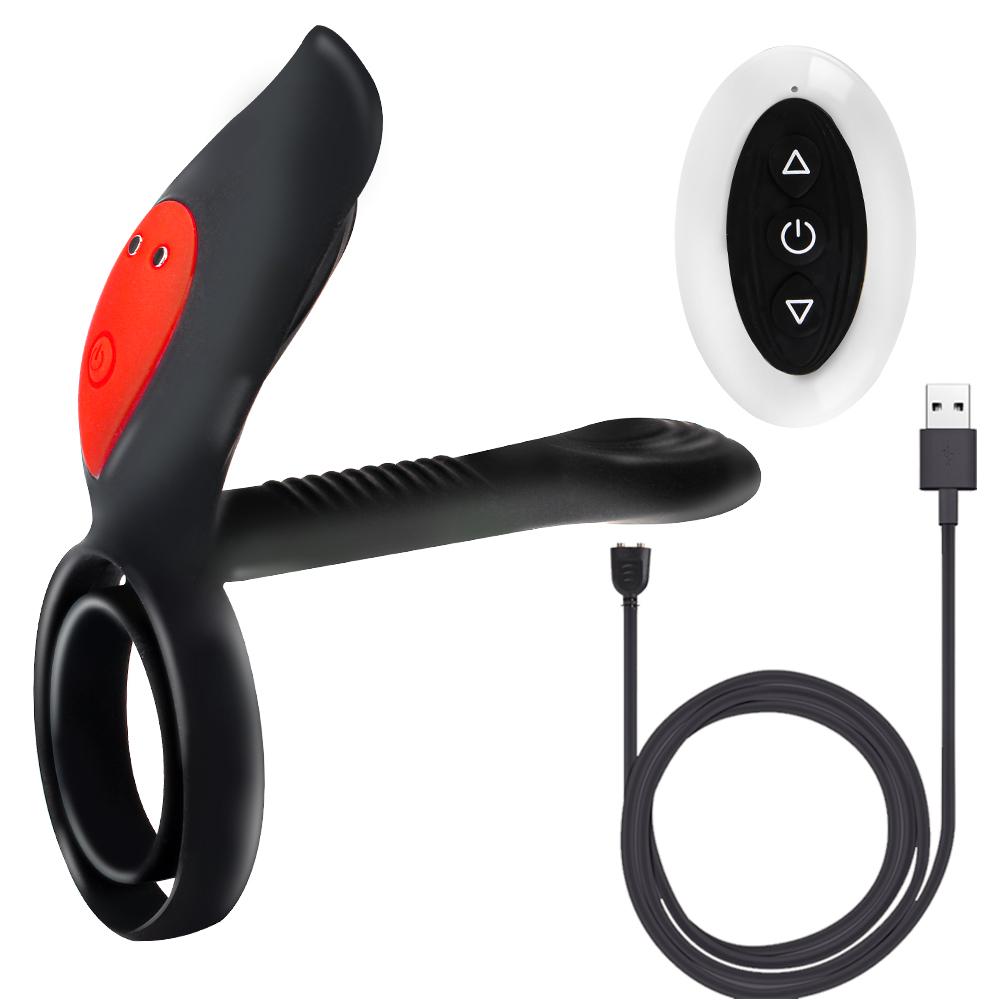 Prostate Vagina Massage Vibrator Dual Cock Ring Vibrating Long Lasting Erection Nipples Clitoris Stimulator 10 Frequency Adult Product