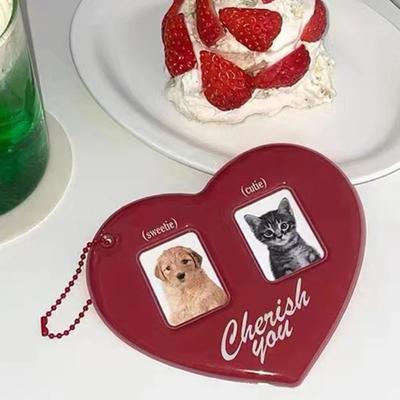 Durable Cute PVC Photo Card Holder Love Heart Shape Korean Style Idol Photo Frame Photo Sleeves