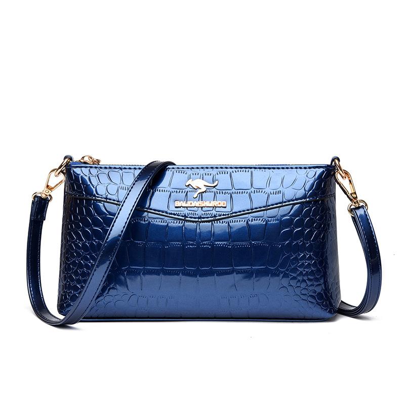 

Women s bag new fashionable and simple single shoulder portable patent leather mother medium crossbody small square bag синий