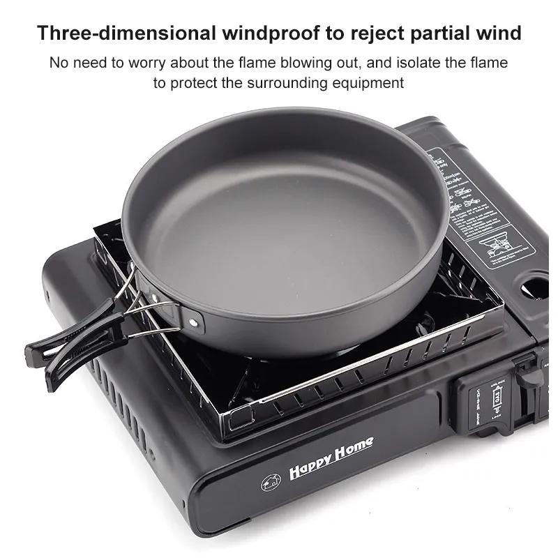 Aragaz cu gaz în aer liber Economisirea energiei eoliene Arzător de camping din oțel inoxidabil antirugină Parbriz Echipament de camping pentru drumeții