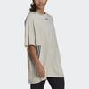 Adidas Oversized Tee Training Sports Striped Print Side Slit Round Neck Short Sleeve Drop Shoulder T-Shirt Women Tops Phosphor-Brown H47489