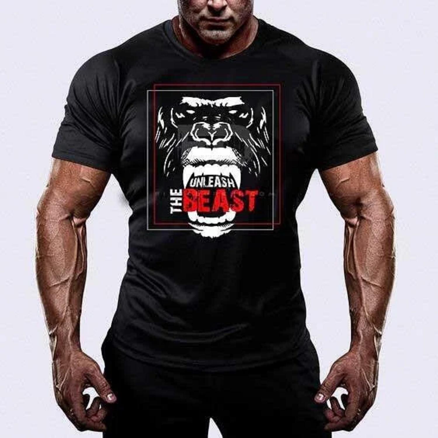 

Gorilla Pure Cotton TShirt Cool Streetwear Fashion Men Fitness Muscle Black XXXXXL