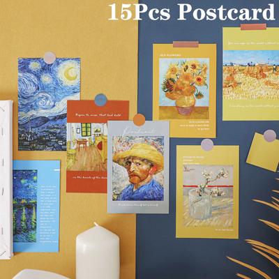 15 ks Světoznámé obrázkové pohlednice Van Gogh Matisse Monet Olejomalba Pohlednice Módní papírnictví