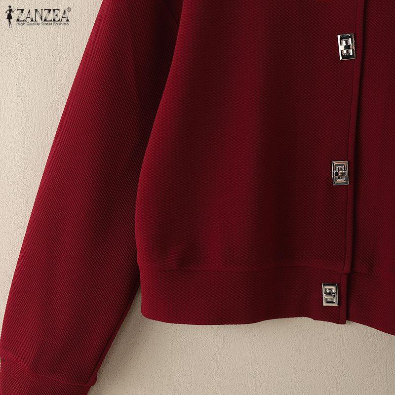 ZANZEA Damen Frühling Herbst Lässige Strickjacken mit langen Ärmeln