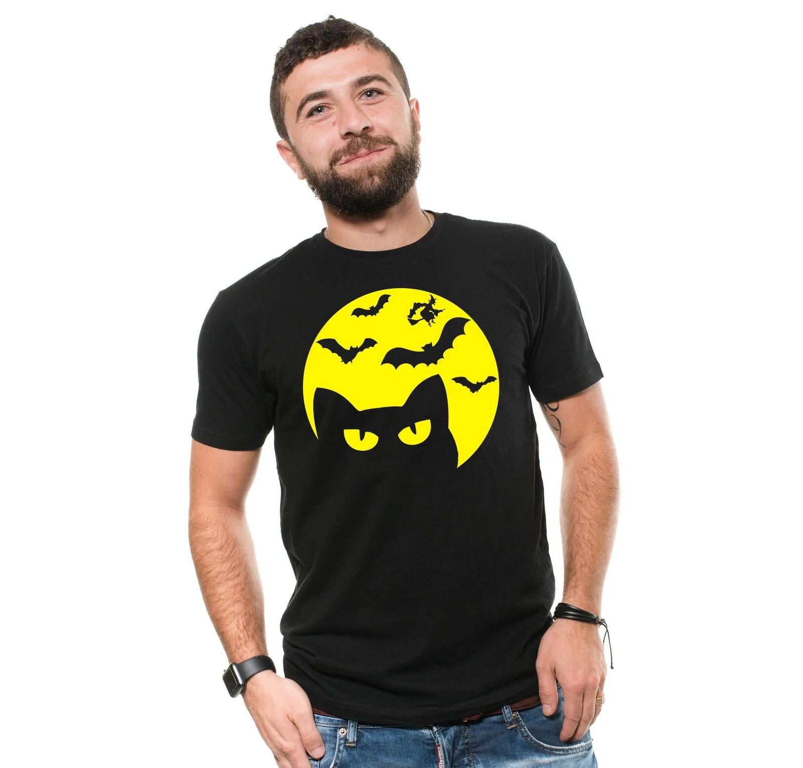 Cat Moon Bat Shirt Halloween Scary Shirt Scary Cat Shirt Horror Scary Shirts XL