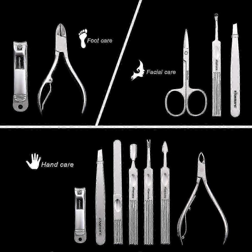 Set Manicure Professionale 11 in 1 Kit Unghie in Acciaio Inossidabile
