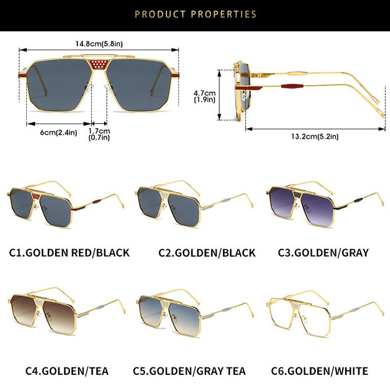  Retro Quality Metal Square Women Luxury Sunglasses Shades UV400 Fashion Gradient Men Sun Glasses