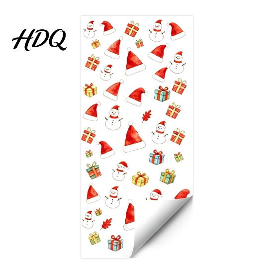 Window Decoration Decal Christmas Static Cling Xmas Tree Snowman Santa Hat Bell Reusable Cling Glass Sticker Removable for Holiday Party Sticker
