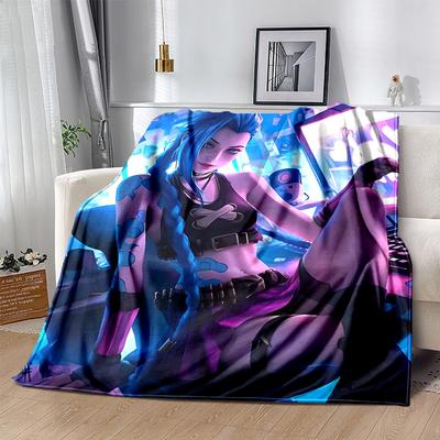 1pc Blue Hair Girl with Cloud Print Home Decor Blanket, Couch Throw, Outdoor Blanket .W077