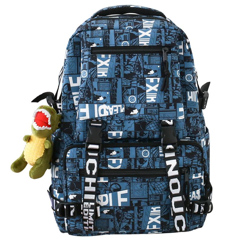 

Письмо Печать Студенческая Школьная Сумка Мужской Рюкзак Большой Вместимости темно-синий