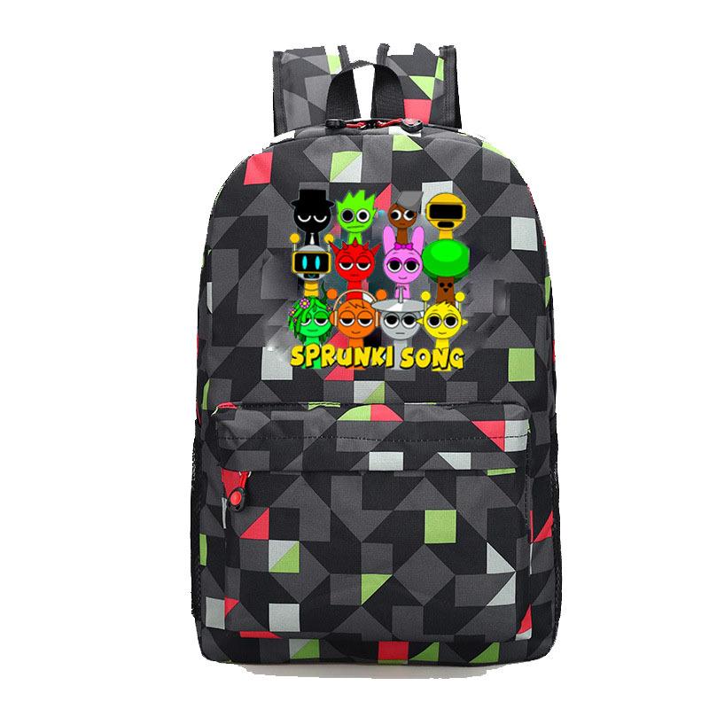 Rhythm Box Sprunki Cartoon Game Printed Backpack Student Bag Canvas Bag Children Cartoon